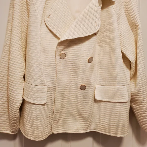Talbots Winter White Double-Breasted Jacket 22W EUC - Picture 5 of 12